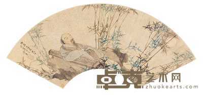 余杰 竹林仙音 扇面 55×19cm